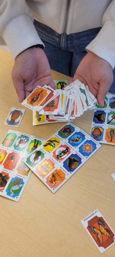 A loteria set.  Loteria is often played around holidays and family gatherings.  