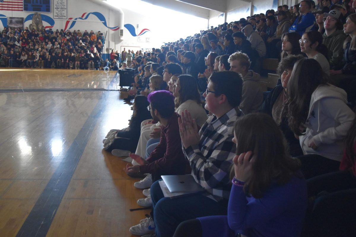 ASB students applaud as William Winfield starts his speech at the MLK assembly on January 16