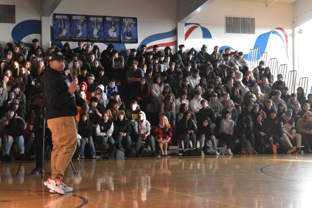 High schoolers watch William Winfield give his motivational speech at the MLK assembly  on January 16