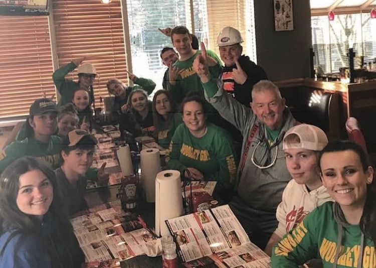 The 2018-2019 SWHS Logger Rodeo team celebrates yet another first place victory. Naturally the team grabbed a bite to eat after their hard work. Courtesy of Dylan Carpenter.