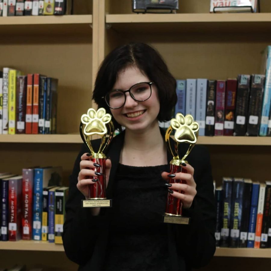 Junior Emily Redling prepares to head to state once again for the SWHS Speech and Debate team. President of the club, Redling has had a passion for competing since she joined her freshman year. Courtesy of Emily Redling.
