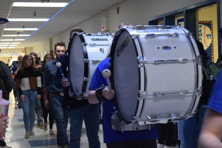 The SWHS Drum line sends off the Nursery and Landscape team on Thursday, March 24.  