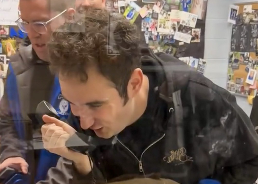 Former SWHS student, Hunter Shively of the class of 2019
returns to give the morning announcements.