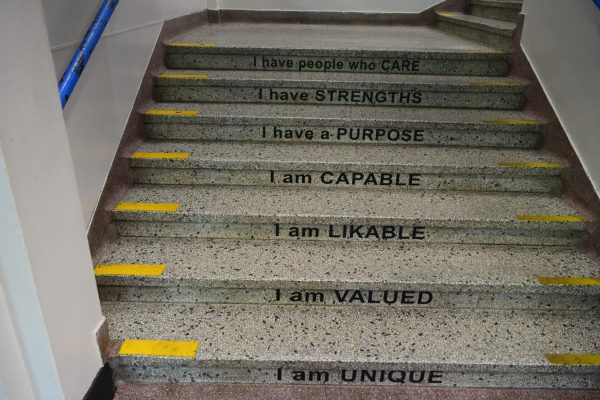 Stairway at SWHS near Pillar Entrance
